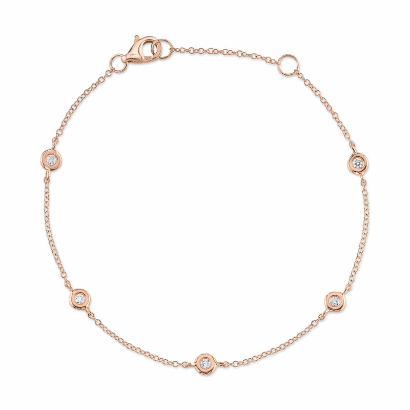 0.13ct Round Brilliant Cut Diamonds by the Yard Bracelet in 14k Rose Gold