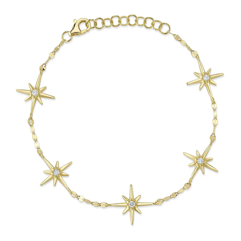 0.13ct Round Brilliant Cut Diamond North Star Bracelet in 14K Yellow Gold