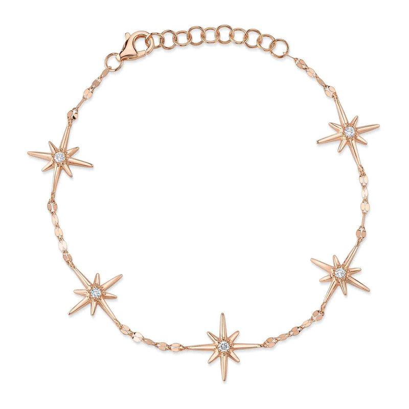 0.13ct Round Brilliant Cut Diamond North Star Bracelet in 14K Rose Gold