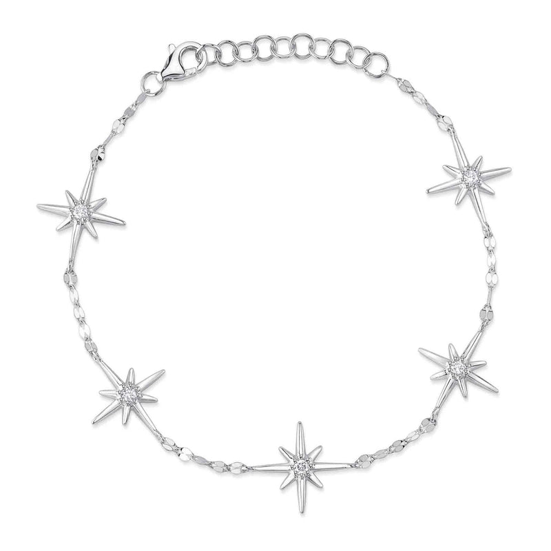 0.13ct Round Brilliant Cut Diamond North Star Bracelet in 14K White Gold