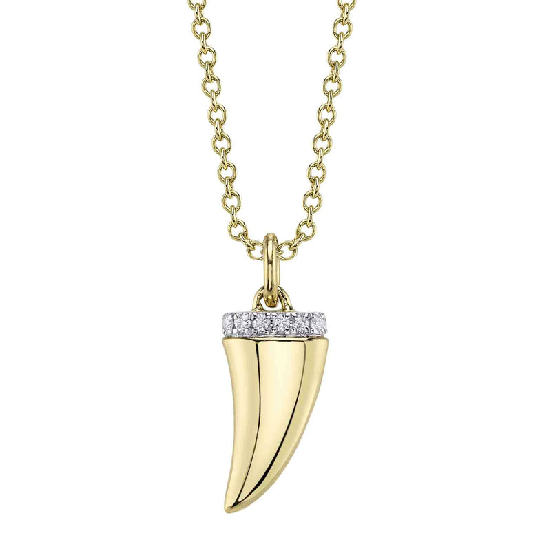 0.03ct Round Brilliant Cut Diamond Shark Tooth Necklace in 14K Yellow Gold