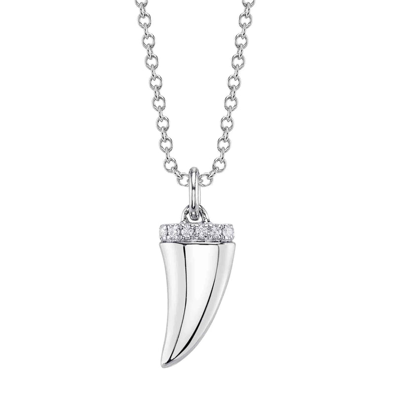 0.03ct Round Brilliant Cut Diamond Shark Tooth Necklace in 14k White Gold