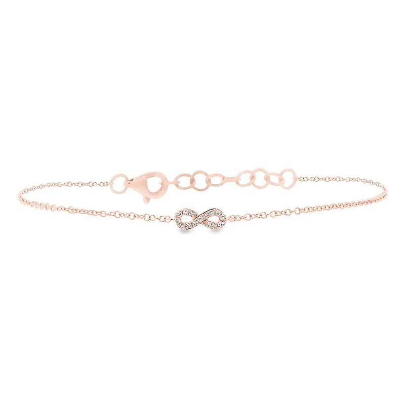 0.04ct Round Brilliant Cut Diamond Infinity Bracelet in 14K Rose Gold