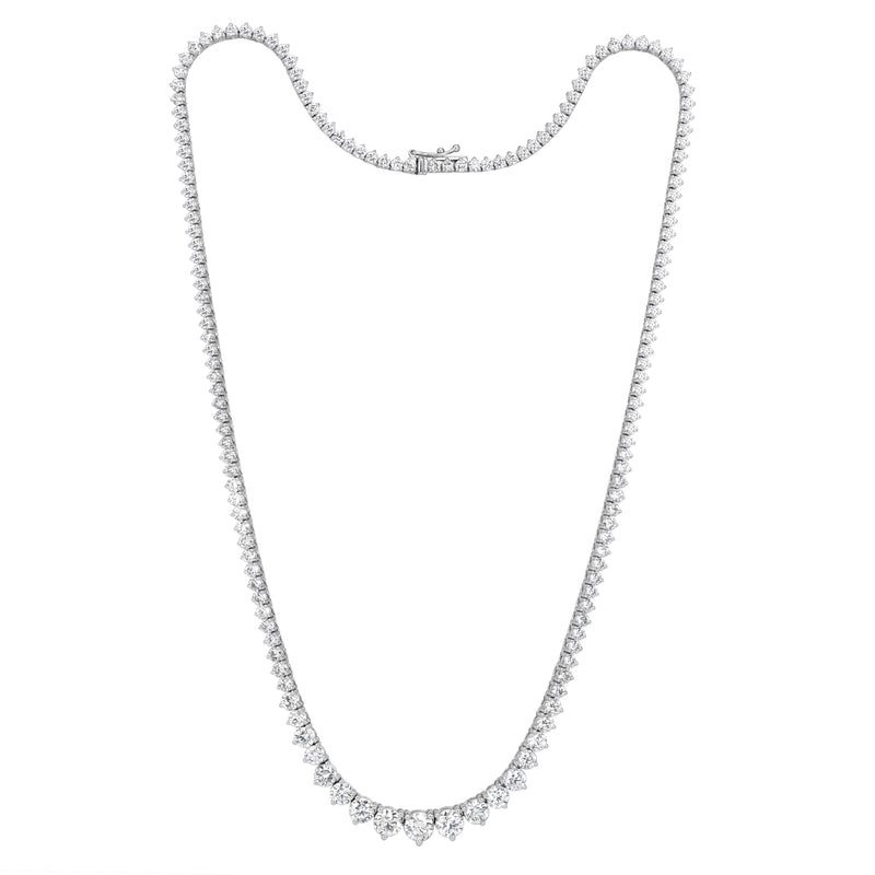 14.79ct Round Brilliant Cut Diamond Graduated Tennis Necklace in 14K White Gold