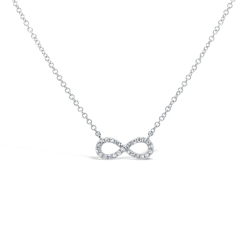 0.08ct Round Brilliant Cut Diamond Infinity Necklace in 14K White Gold