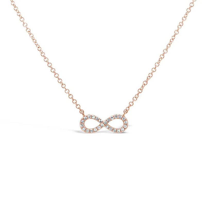 0.08ct Round Brilliant Cut Diamond Infinity Necklace in 14K Rose Gold