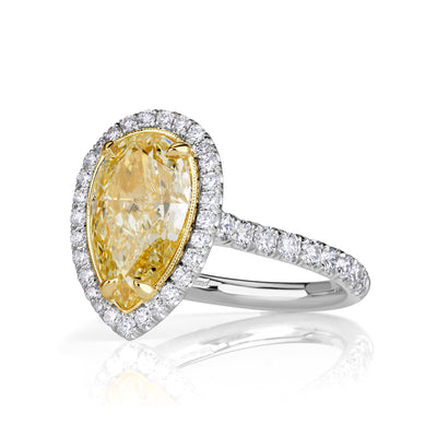 3.75ct Fancy Light Yellow Pear Shaped Diamond Engagement Ring in Platinum