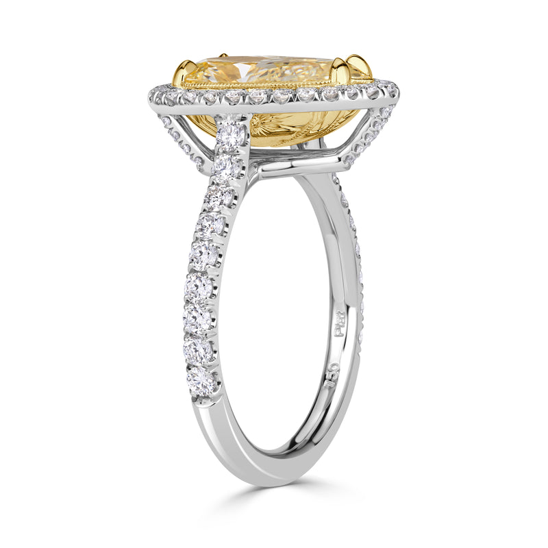 3.75ct Fancy Light Yellow Pear Shaped Diamond Engagement Ring in Platinum