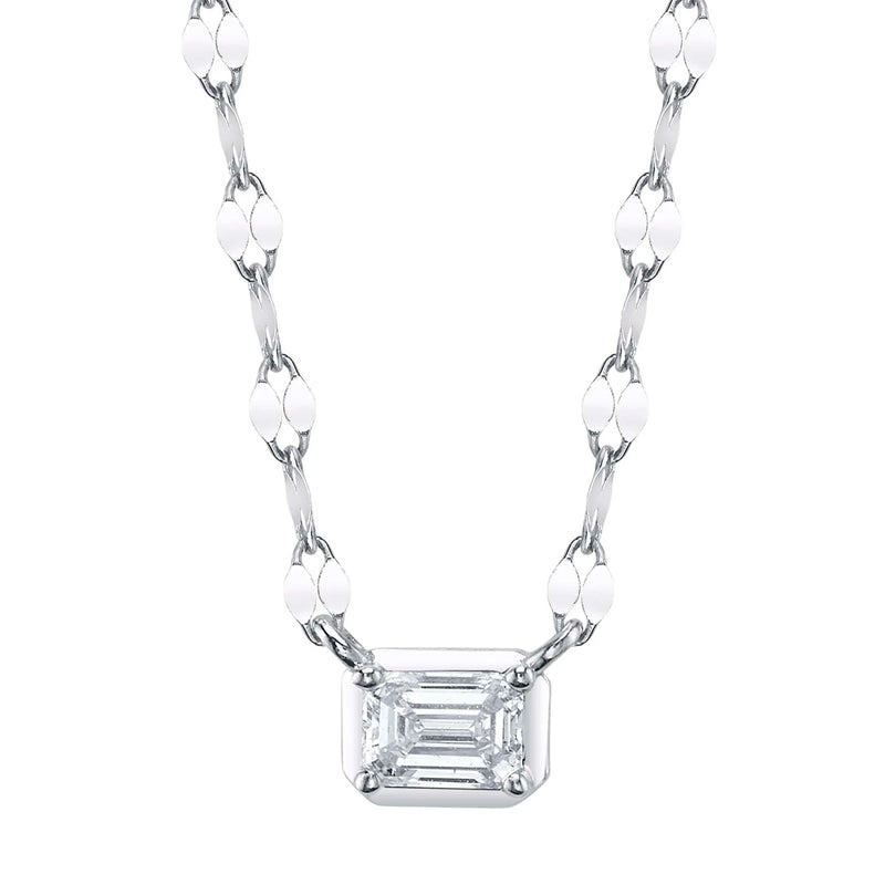 0.20ct Emerald Cut Diamond Pendant in 14K White Gold