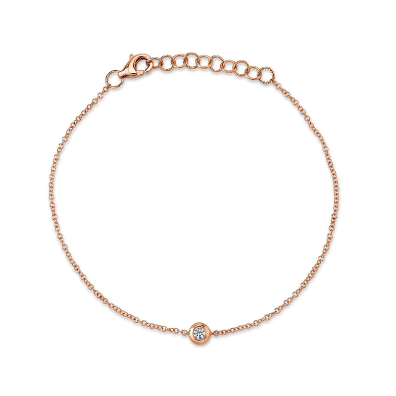 0.06ct Round Brilliant Cut Diamond Bezel Bracelet in 14K Rose Gold