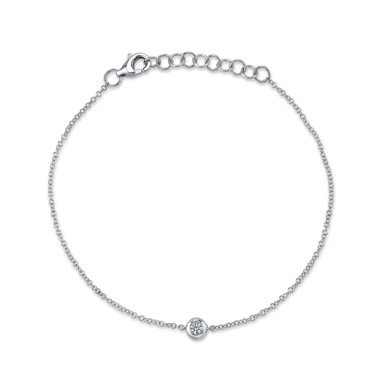 0.06ct Round Brilliant Cut Diamond Bezel Bracelet in 14K White Gold