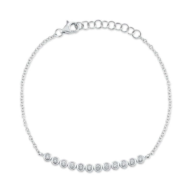 0.26ct Round Brilliant Cut Diamond Bezel Chain Bracelet in 14K White Gold