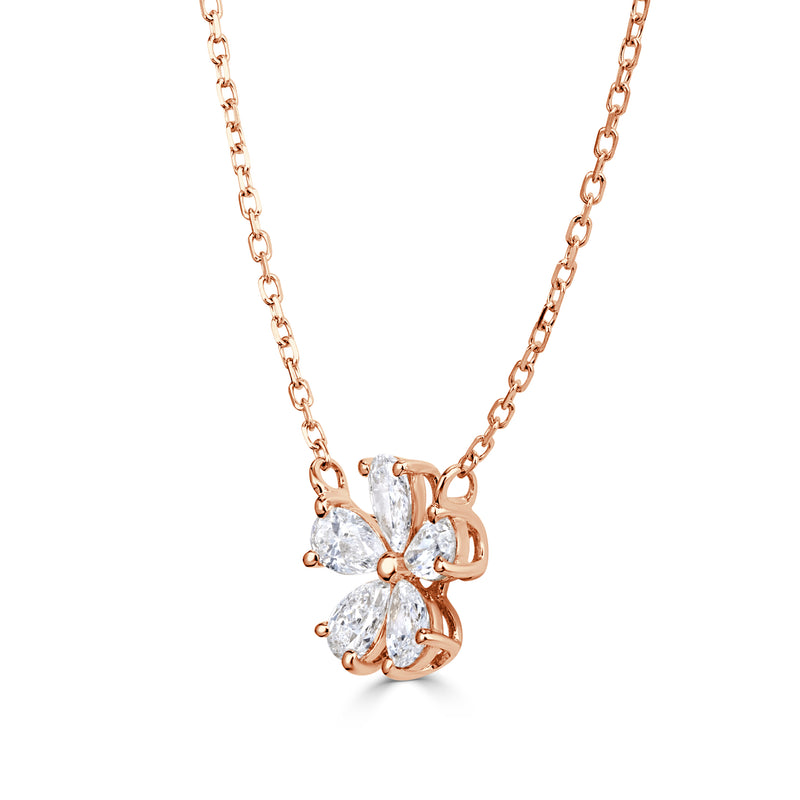 0.48ct Pear Shaped Diamond Floral Pendant in 18K Rose Gold