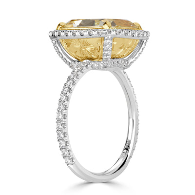 6.92ct Fancy Yellow Cushion Cut Diamond Engagement Ring