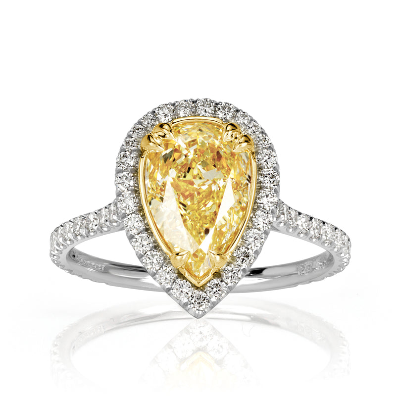 2.77ct Fancy Light Yellow Pear Shaped Diamond Engagement Ring