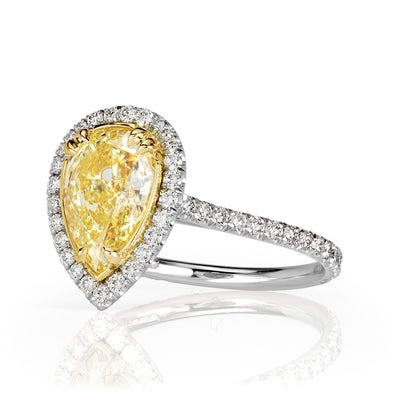 2.77ct Fancy Light Yellow Pear Shaped Diamond Engagement Ring