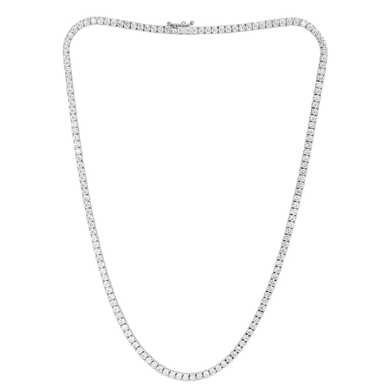 13.18ct Round Brilliant Cut Diamond Tennis Necklace in 14K White Gold