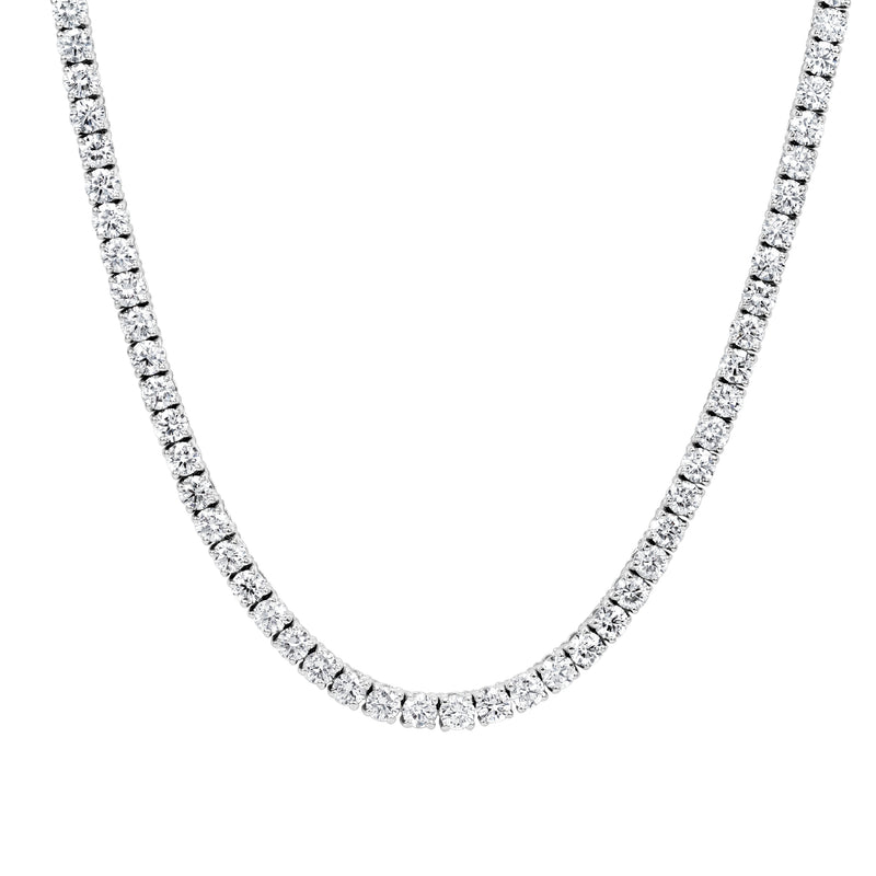 13.18ct Round Brilliant Cut Diamond Tennis Necklace in 14K White Gold