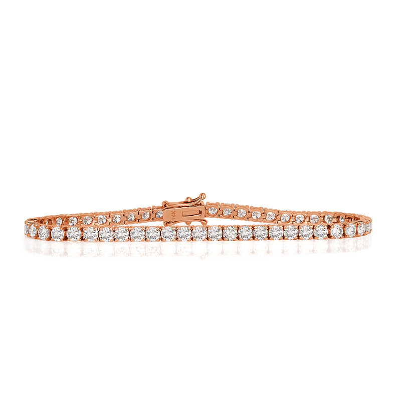 4.55ct Round Brilliant Cut Diamond Tennis Bracelet in 14k Rose Gold