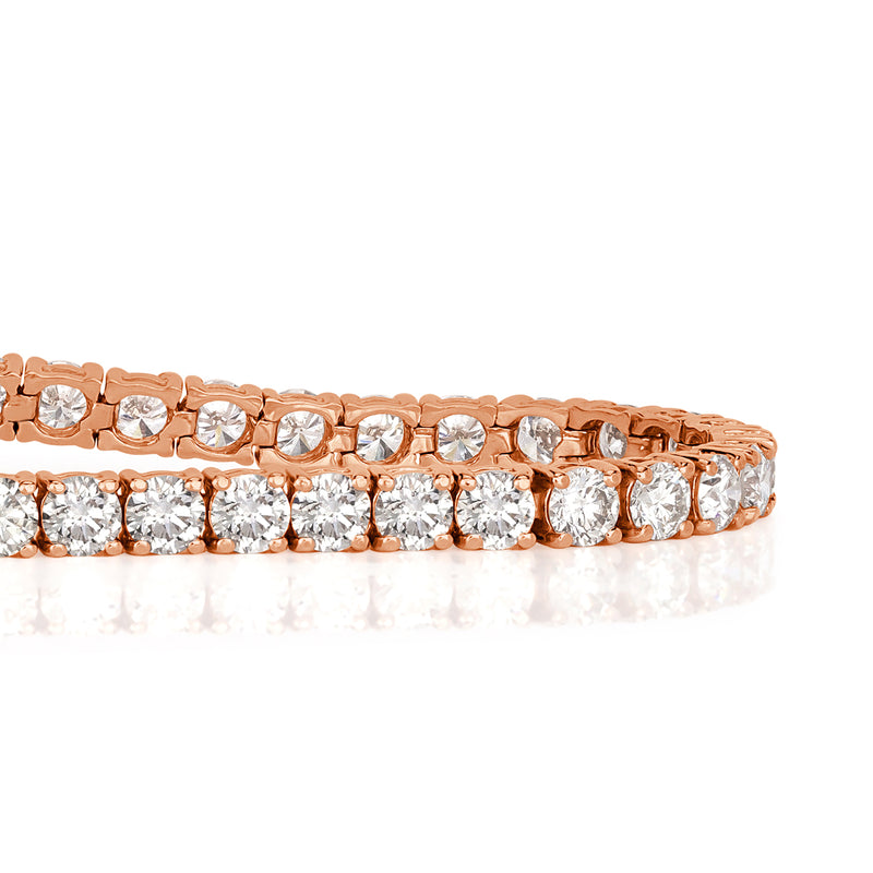 4.55ct Round Brilliant Cut Diamond Tennis Bracelet in 14k Rose Gold