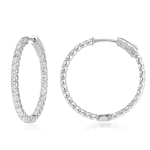 2.37ct 1 Inch Diamond Pavé Hoop Earrings