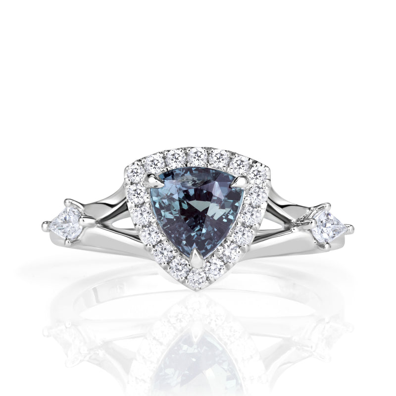1.70ct Trillion Cut Alexandrite and Diamond Ring