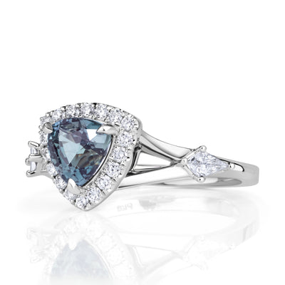1.70ct Trillion Cut Alexandrite and Diamond Ring