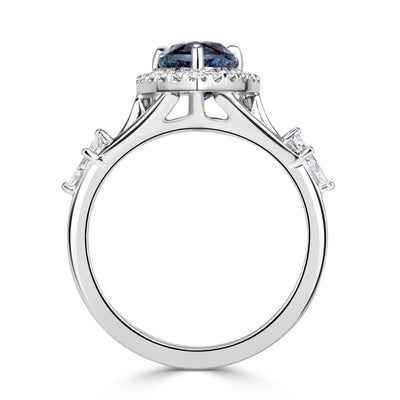 1.70ct Trillion Cut Alexandrite and Diamond Ring