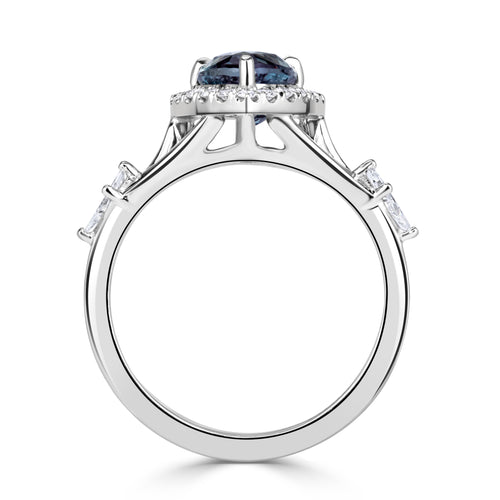 1.70ct Trillion Cut Alexandrite and Diamond Ring
