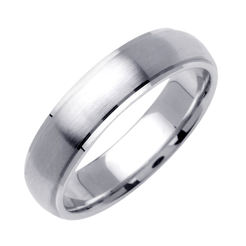 Men's Handmade Satin Finish Wedding Band in 18k White Gold 5.5mm