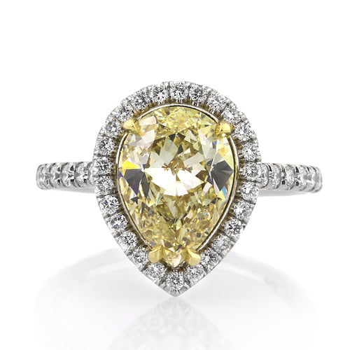 3.36ct Fancy Yellow Pear Shaped Diamond Engagement Ring
