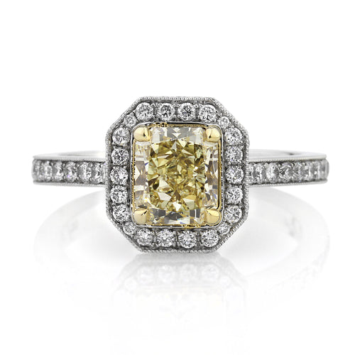 2.57ct Fancy Intense Yellow Radiant Cut Diamond Engagement Ring