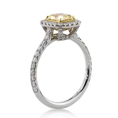 2.18ct Fancy Yellow Radiant Cut Diamond Engagement Ring