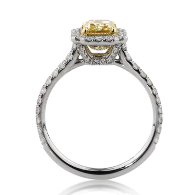 2.18ct Fancy Yellow Radiant Cut Diamond Engagement Ring