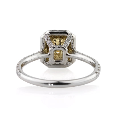 2.18ct Fancy Yellow Radiant Cut Diamond Engagement Ring