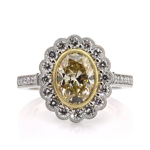 3.09ct Fancy Yellow Oval Cut Diamond Engagement Ring