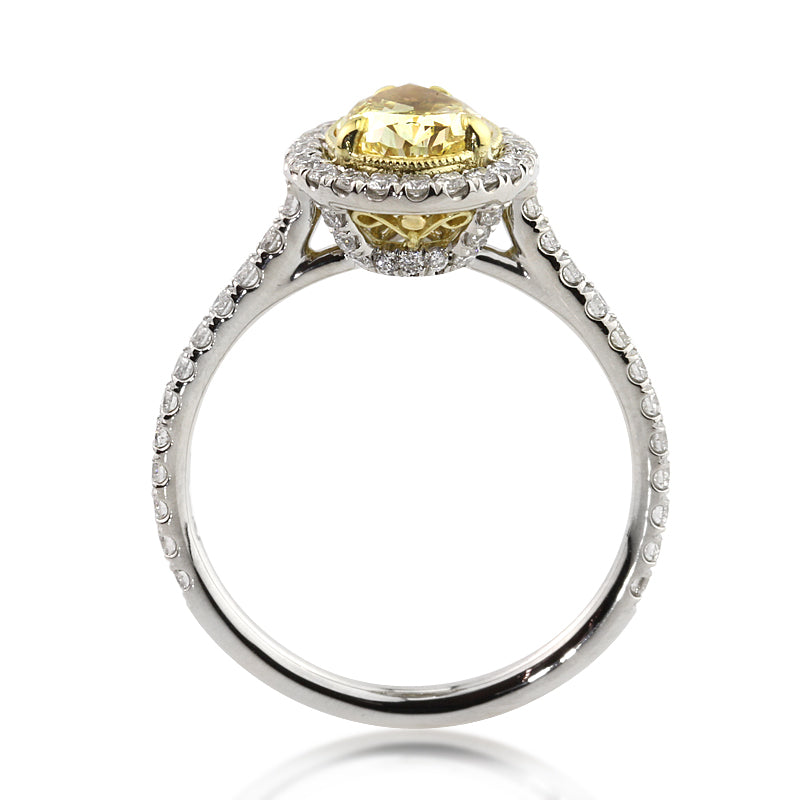 2.07ct Fancy Yellow Pear Shaped Diamond Engagement Ring