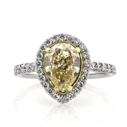 2.60ct Fancy Yellow Pear Shaped Diamond Engagement Ring