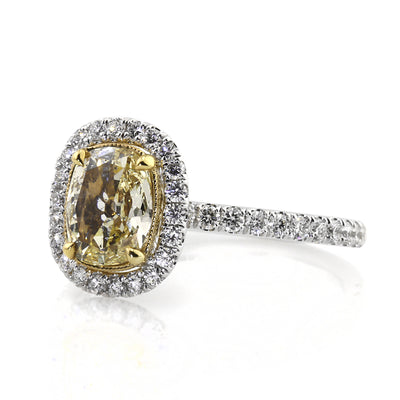 1.68ct Fancy Light Yellow Cushion Cut Diamond Engagement Ring