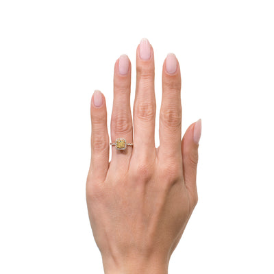 1.72ct Fancy Intense Yellow Radiant Cut Diamond Engagement Ring