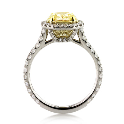 2.81ct Octagon Brilliant Fancy Yellow Diamond Engagement Ring