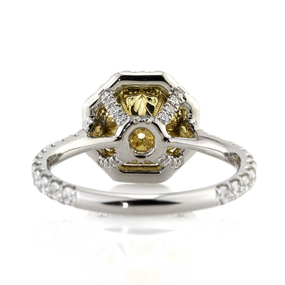 2.81ct Octagon Brilliant Fancy Yellow Diamond Engagement Ring
