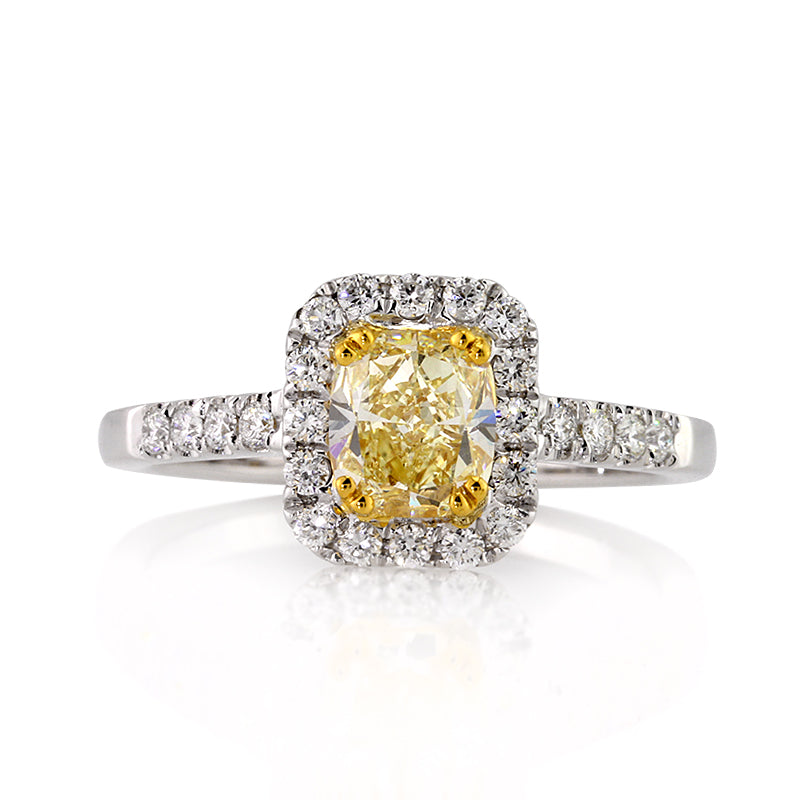 1.24ct Fancy Yellow Cushion Cut Diamond Engagement Ring