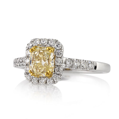 1.24ct Fancy Yellow Cushion Cut Diamond Engagement Ring