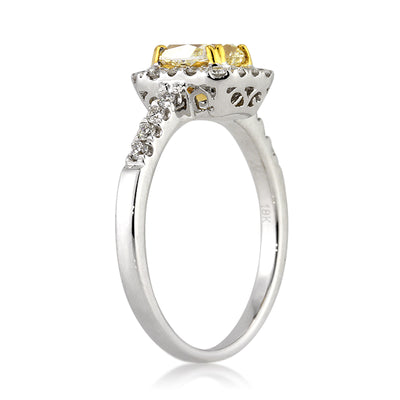 1.24ct Fancy Yellow Cushion Cut Diamond Engagement Ring