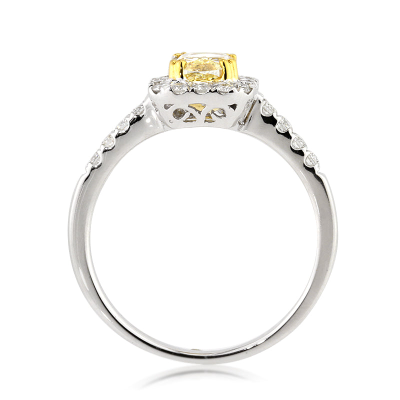 1.24ct Fancy Yellow Cushion Cut Diamond Engagement Ring