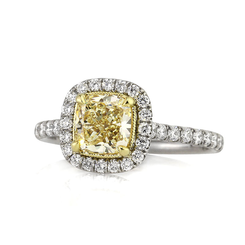 1.78ct Fancy Yellow Cushion Cut Diamond Engagement Ring Mark Broumand