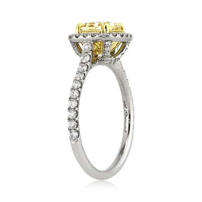 1.78ct Fancy Yellow Cushion Cut Diamond Engagement Ring