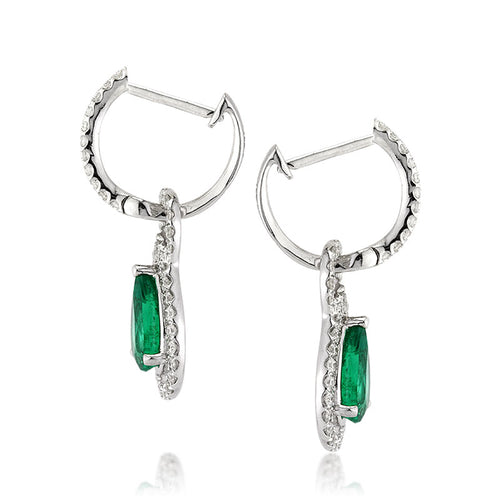 2.69ct Pear Shaped Emerald and Diamond Earrings
