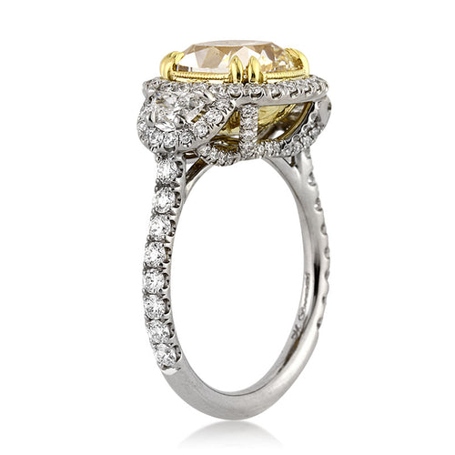 4.51ct Fancy Light Yellow Cushion Cut Diamond Engagement Ring